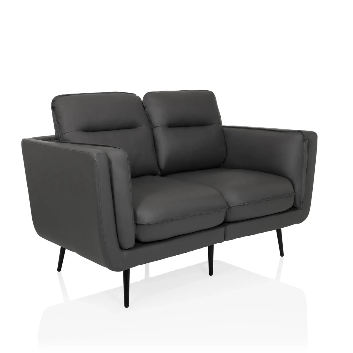 Sofà lounge grigio VINTALUX con due posti a sedere e sottili gambe nere di hjh LIVING