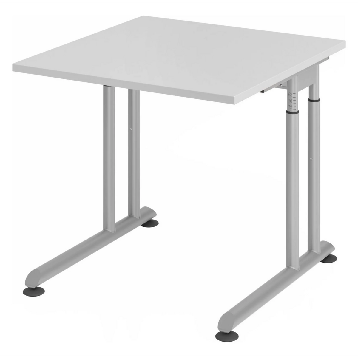 Scrivania regolabile in altezza ZENO 8 S in grigio e argento con piano quadrato di hjh OFFICE PRO