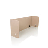 Divisorio per scrivania beige FLEXMIUT U con alette laterali e quattro clip di fissaggio di hjh OFFICE – vista a 360° (vista frontale a tre quarti 45°)