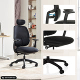 Sedia da ufficio professionale RI-COVER in nero con braccioli regolabili e base a stella con ruote di hjh OFFICE (immagine generata dall’IA)