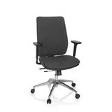 Sedia da ufficio professionale INTEGRIO I grigio scuro con braccioli e base a cinque ruote di hjh OFFICE – vista a 360° (vista frontale 20°)