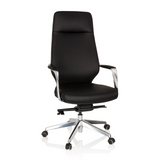 Poltrona professionale VELVET nera con braccioli e base a cinque ruote di hjh OFFICE – vista a 360° (vista frontale 20°)