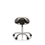 Sgabello a sella ORTHO SIT nero con crociera per i piedi e cinque ruote di hjh OFFICE – vista a 360° (vista frontale 0°)
