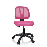 Sedia girevole per bambini KID YU 200 rosa con schienale in rete e base nera a cinque ruote di hjh OFFICE – vista a 360° (vista frontale 15°)