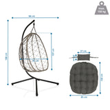 Disegno tecnico della Sedia sospesa COCOVA con un'altezza di 188 cm e una larghezza di 98 cm di hjh LIVING