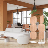 Pareti divisorie FLEXMIUT W beige effetto legno con elementi arrotondati su piedi bianchi di hjh OFFICE