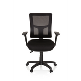 Poltrona professionale IMPACT PRO nera con schienale in rete e base a cinque ruote di hjh OFFICE – vista a 360° (vista frontale 0°)