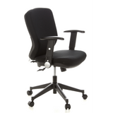 Sedia da ufficio professionale TRAFFIC 20 nera con braccioli e base a cinque ruote di hjh OFFICE – vista a 360° (vista frontale a tre quarti 60°)