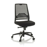 Sedia da ufficio professionale PORTO ECO I nera con schienale in rete e base a cinque ruote di hjh OFFICE – vista a 360° (vista frontale 15°)