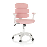 Sedia girevole per bambini KID ERGOLINO W rosa con schienale segmentato e base bianca a cinque ruote di hjh OFFICE – vista a 360° (vista frontale 15°)