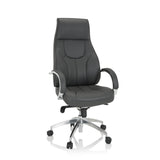 Grauer Profi-Chefsessel ELEGANCE I mit Armlehnen und glänzendem Fußkreuz mit fünf Rollen von hjh OFFICE – 360-Grad-Ansicht (Frontansicht 20°)