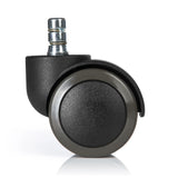 Rotelle per Sedia 5x ROLO No-Noise 11mm/50mm nere per pavimenti duri con perno in metallo argento di hjh OFFICE – vista a 360° (vista posteriore 180°)