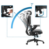 Regolazione dell'inclinazione dello schienale della sedia da ufficio professionale Ergo U2 Pro3 fino a 90 gradi di hjh OFFICE