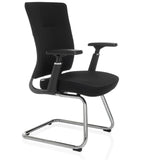 Sedia a sbalzo CAPTIVO PRO V nera con braccioli e rivestimento in tessuto di hjh OFFICE – vista a 360° (vista frontale a tre quarti 60°)