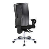 Sedia da ufficio professionale HJH SITNESS WORK nera con schienale in rete, braccioli e base a cinque ruote di Topstar – vista a 360° (vista posteriore 180°)