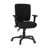 Sedia da ufficio professionale ZENIT BASE nera con braccioli e base a cinque ruote di hjh OFFICE – vista a 360° (vista frontale 20°)