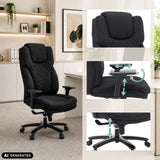 Sedia girevole XXL Pullmann Gen2 in nero con braccioli regolabili e base regolabile in altezza di hjh OFFICE