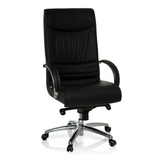 Sedia girevole XXL F 400 nera in pelle con base a stella e cinque ruote di hjh OFFICE – vista a 360° (vista frontale 20°)