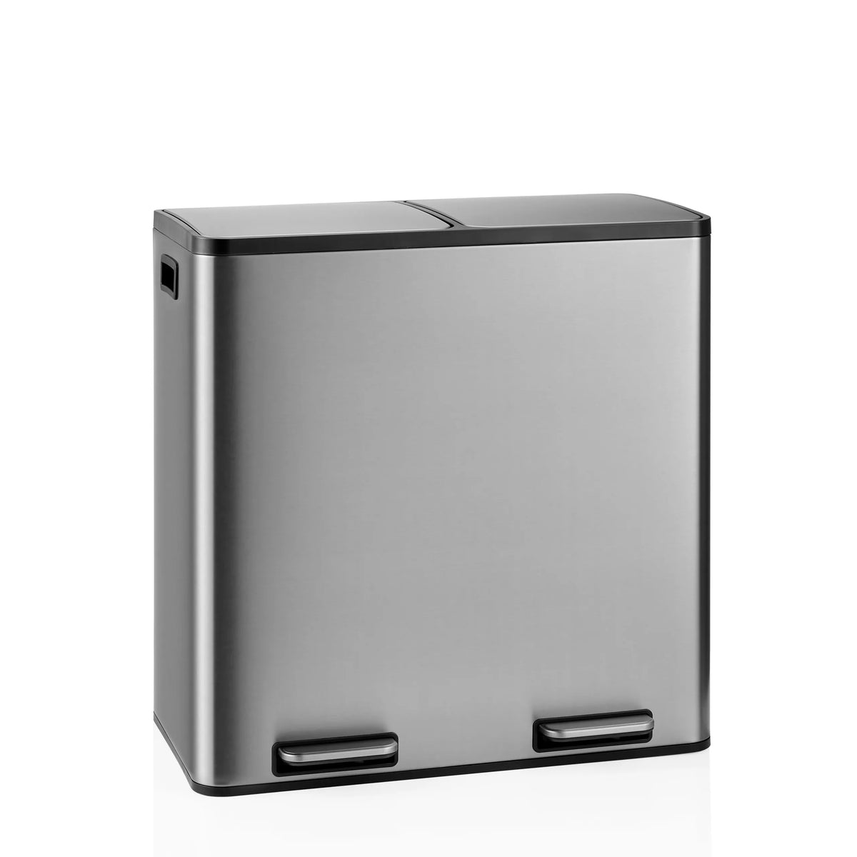 Cestini Clean 13 S argentati con due scomparti e pedali di hjh OFFICE – vista a 360° (vista frontale 15°)