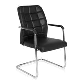 Sedia a sbalzo FLEXO V nera con cuciture quadrate e braccioli di hjh OFFICE – vista a 360° (vista frontale a tre quarti 40°)