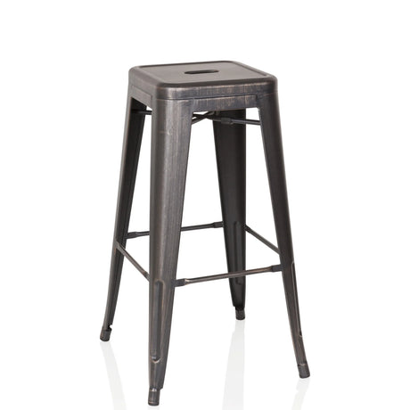 Schwarz-goldener Barhocker VANTAGGIO HIGH aus Metall mit quadratischer Sitzfläche von hjh OFFICE