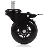 Rotelle per sedia 5x ROLO SKATE S 11mm/75mm nere con freno di bloccaggio per pavimenti duri di hjh OFFICE