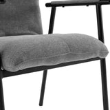 Rivestimento in tessuto grigio della seduta della sedia imbottita Lifea Flex con struttura nera di hjh LIVING