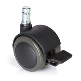Rotelle per Sedia 5x ROLO STOP 11mm/50mm nere per pavimenti duri con freno di bloccaggio di hjh OFFICE – vista a 360° (vista frontale 0°)