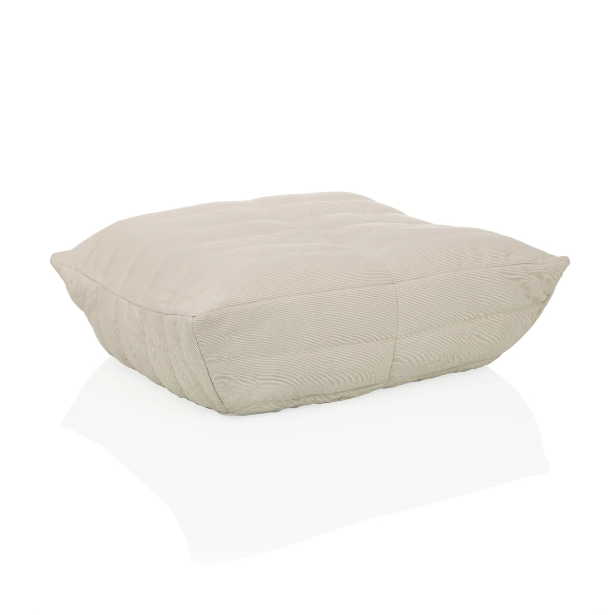 Pouf a sacco Sitzolo Podi beige con rivestimento in tessuto a coste di hjh LIVING – vista a 360° (vista frontale a tre quarti 30°)
