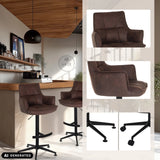 Sgabello da bar SOLAO LIFE HIGH marrone con base a stella e ruote opzionali di hjh LIVING (immagine generata dall’IA)