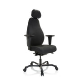 Poltrona professionale RESISTIO XXL nera con poggiatesta e base a cinque ruote di hjh OFFICE – vista a 360° (vista frontale a tre quarti 40°)