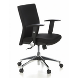 Sedia da ufficio professionale LAGUNA PRO nera con braccioli e base a cinque ruote di hjh OFFICE – vista a 360° (vista frontale a tre quarti 60°)