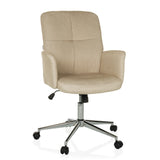 Sedia Home Office SOLAO 400 beige con braccioli imbottiti e base a cinque ruote di hjh OFFICE – vista a 360° (vista frontale 15°)