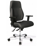 Sedia da ufficio professionale P91 AL.G3 grigia con braccioli e base lucida a cinque ruote di Topstar – vista a 360° (vista frontale 0°)