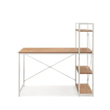 Scrivania Easy Up3 in bianco e rovere con scaffale integrato e traverse a X di hjh LIVING – vista a 360° (vista frontale 0°)
