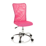 Sedia girevole per bambini KIDDY NET I rosa con schienale in rete e base a cinque ruote di hjh OFFICE – vista a 360° (vista frontale 20°)