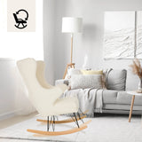 Poltrona Lounge MAPOON bianca come poltrona a dondolo con struttura in legno e pattini di hjh LIVING