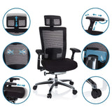 High-end Sedia da ufficio NOVA PRO I in nero con diverse possibilità di regolazione di hjh OFFICE