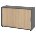 Schiebetürenschrank BETA S 1752S in Graphit und Eiche mit zwei Metallgriffen von hjh OFFICE PRO