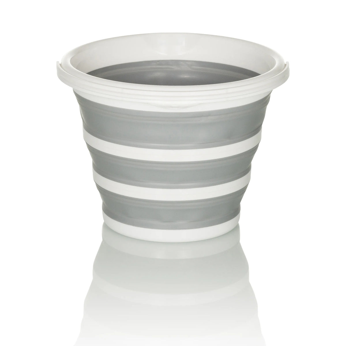 Contenitore pieghevole CLEAN SILR grigio-bianco con struttura pieghevole e bordo bianco di hjh OFFICE – vista a 360° (vista frontale 0°)