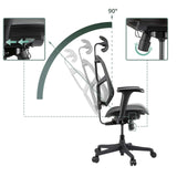 Schienale regolabile con inclinazione fino a 90 gradi della sedia da ufficio professionale Enjoy Eco MB in nero di hjh OFFICE