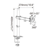 Disegno tecnico del Supporto per monitor Ergomount M1 con un'altezza di 400 mm di hjh OFFICE