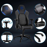 Sedia da gaming GAMEBREAKER POLARYS I in grigio-blu con viste dettagliate di braccioli, pistone a gas e rotelle di hjh OFFICE