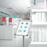 Silberner Plakatständer AGENDA I mit Infografik zu Hygienemaßnahmen von hjh OFFICE