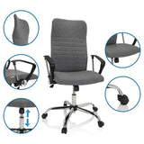 Sedia Home Office ARTON 40 grigia con viste dettagliate di schienale, braccioli, pistone a gas e rotelle di hjh OFFICE