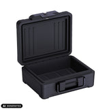 Cassaforte Safe Compact Slim aperta in nero con maniglia per il trasporto di hjh OFFICE (immagine generata dall’IA)