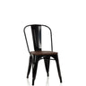 Schwarzer Bistrostuhl VANTAGGIO COMFORT W mit dunkler Holzsitzfläche und Metallgestell von hjh OFFICE