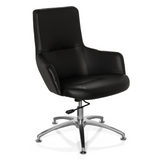 Poltrona Lounge SHAKE 300 nera con imbottitura e base a stella lucida di hjh OFFICE – vista a 360° (vista frontale a tre quarti 40°)