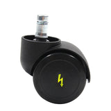 Rotelle per Sedia nere 5x ROLO ESD 10mm/50mm per pavimenti duri con perno argento e simbolo del fulmine giallo di hjh OFFICE