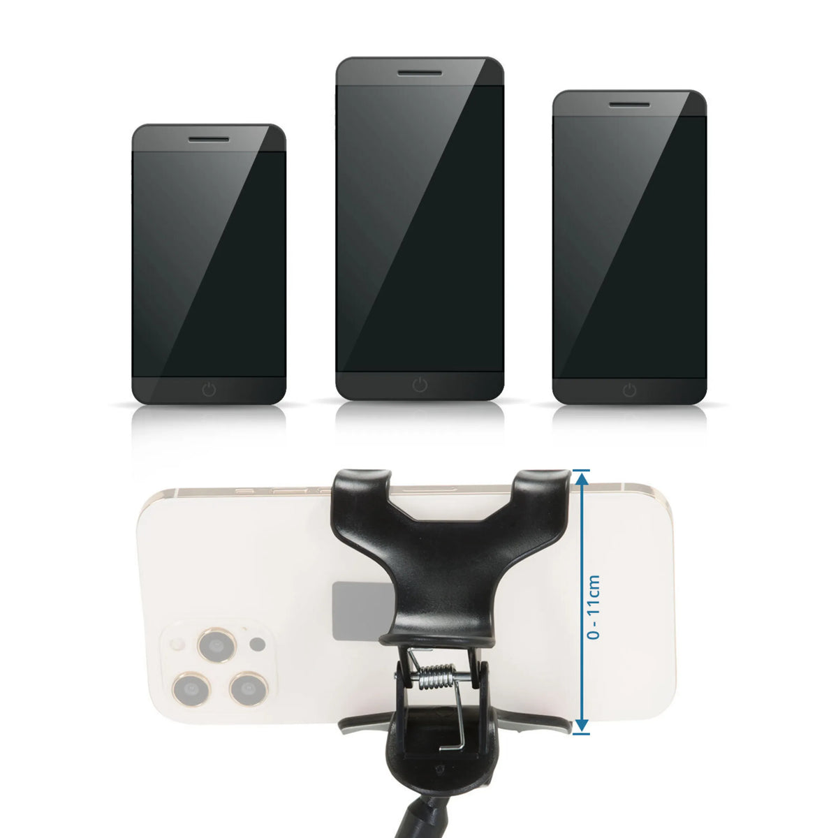 Staffa di fissaggio regolabile del Supporto per cellulare e tablet FLEXMOBI con un'apertura di 0-11 cm di hjh OFFICE